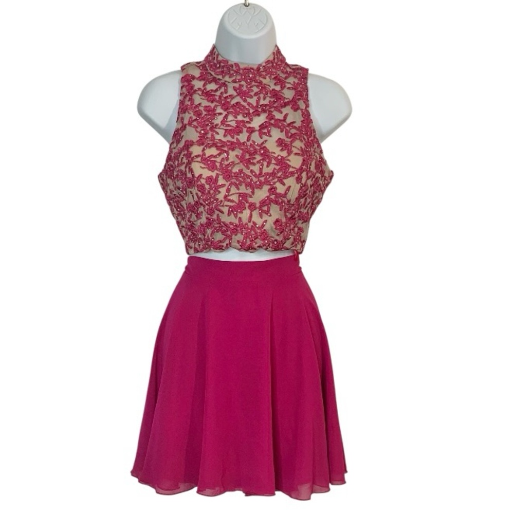 CITY TRIANGLE Lace & Chiffon Pink 2Pc Skirt Set Sz 7